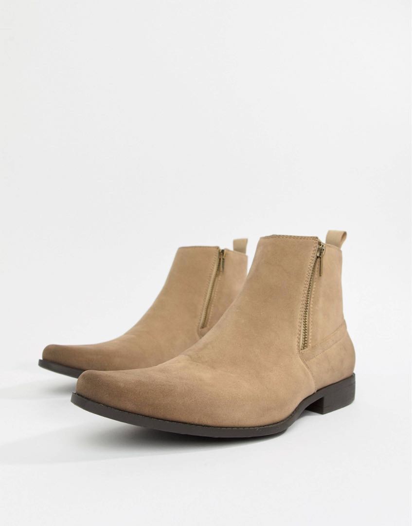 stone suede chelsea boots