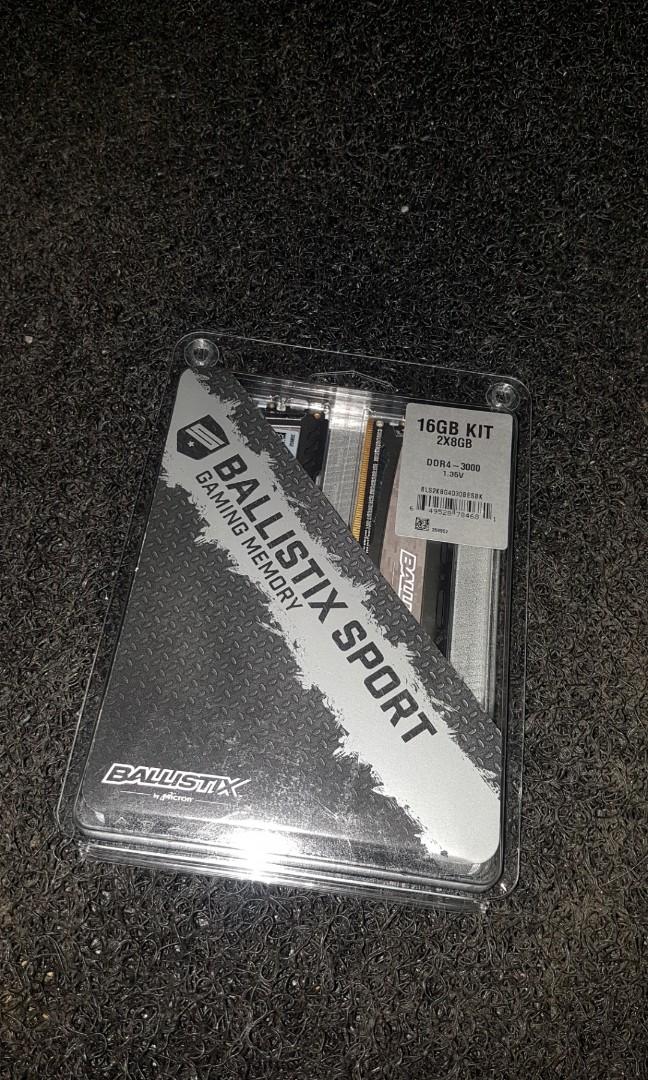 Crucial Ballistix DDR4 3000 Sport LT Gray 16GB Kit 2 x 8GB BLS2K8G4D30BESBK Computers Tech Parts Accessories Computer Parts on Carousell
