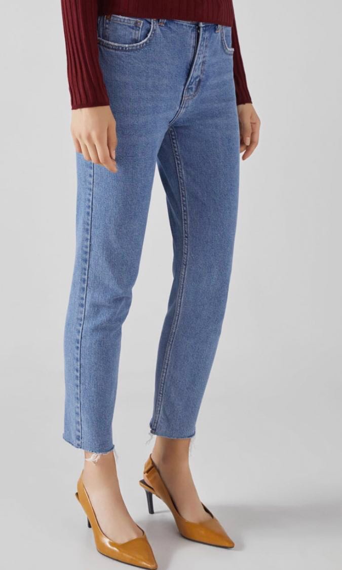 bershka jeans straight cropped