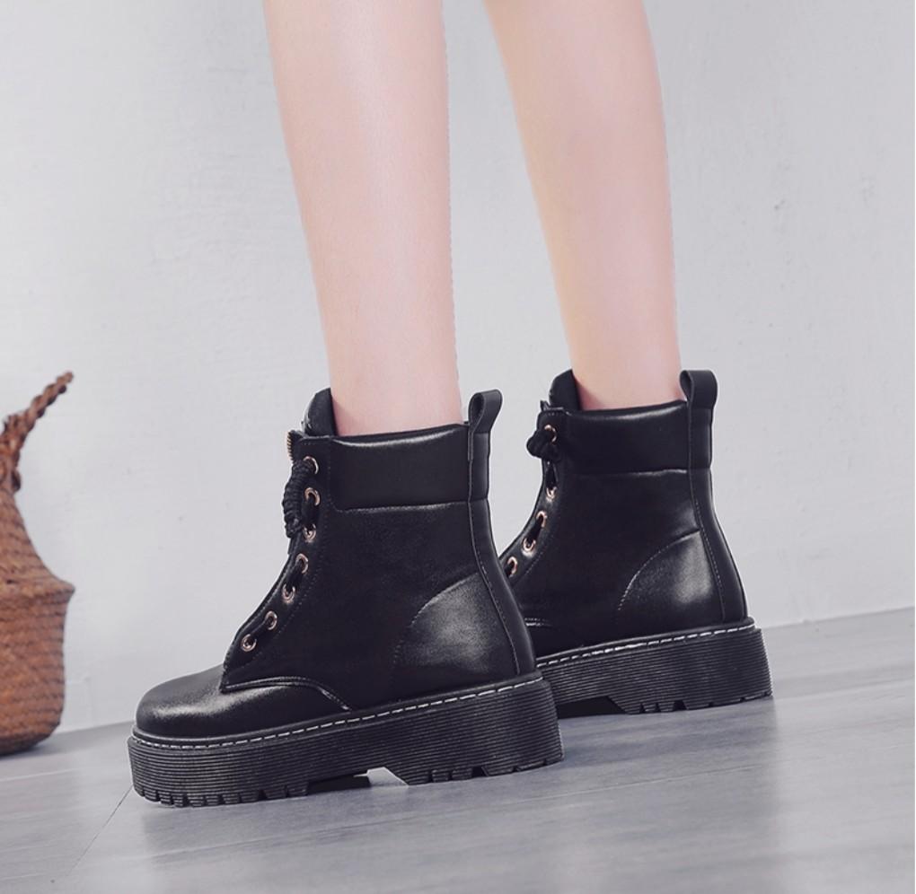 black platform boots flat