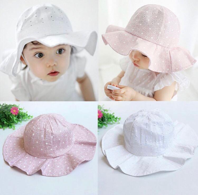 white eyelet sun hat baby girl