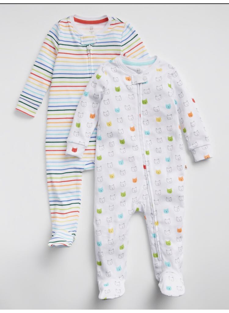 Bn Gap Baby Rainbow Stripes And Bear 2 Piece Romper Onesie Set 0