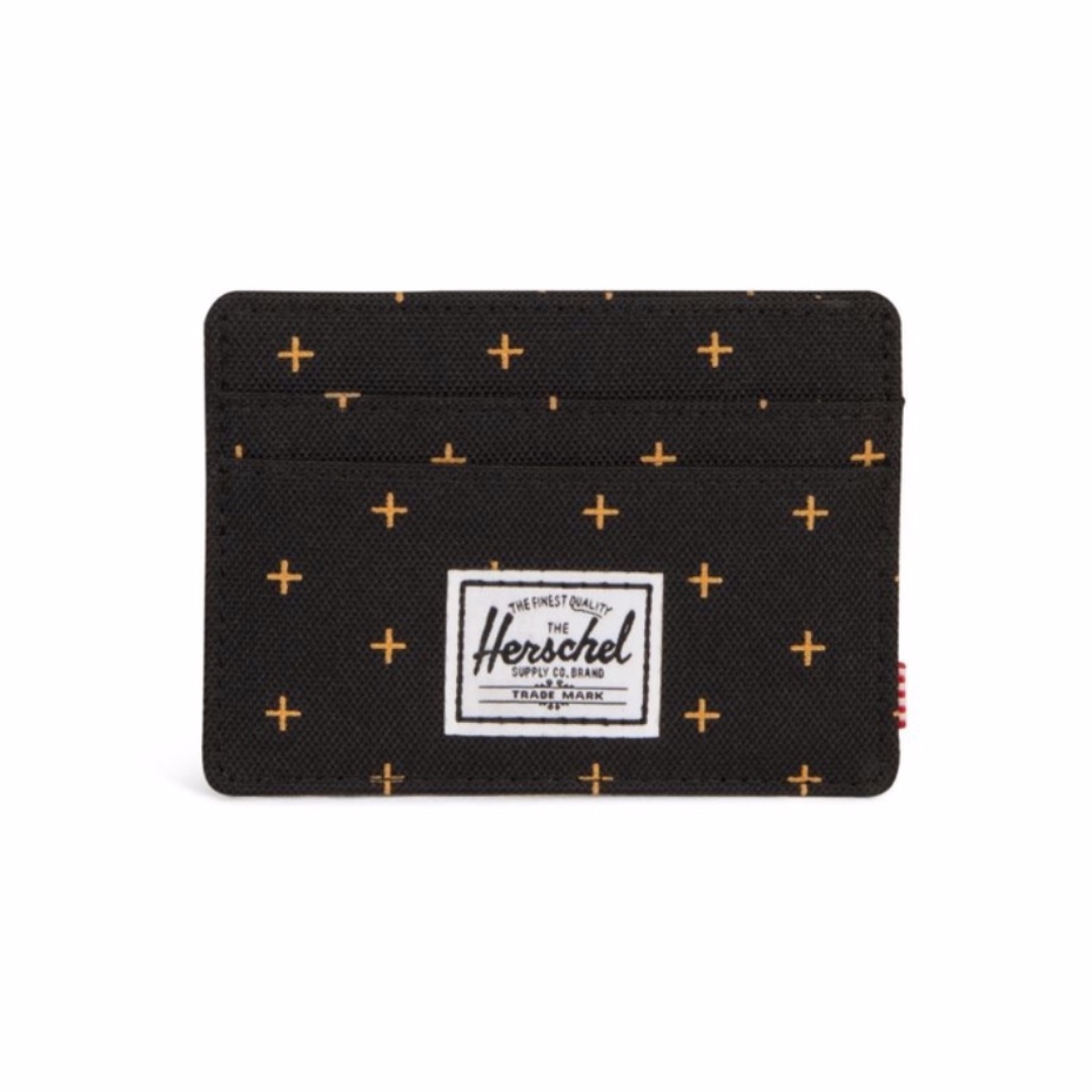 😎 Herschel Charlie Wallet (Black Gridlock Gold), Men's Fashion