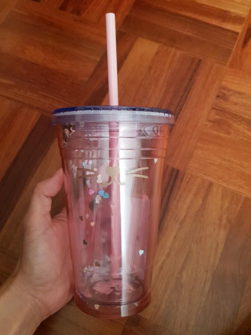 Brand New Korean Starbucks Valentine Cat Heart Cold Cup