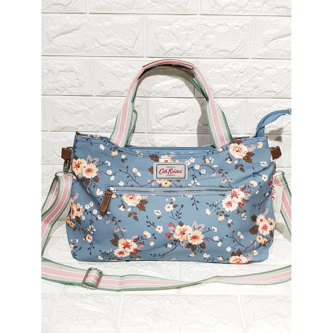 Cath Kidston Floral Zipped Handbag with Detachable Strap Light