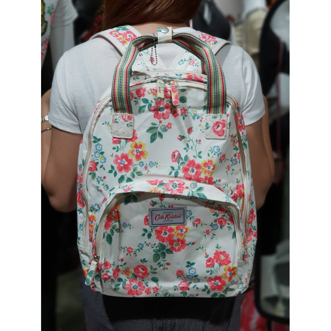 Cath Kidston Matt Oilcloth Multi Pocket Backpack Rucksack Floral