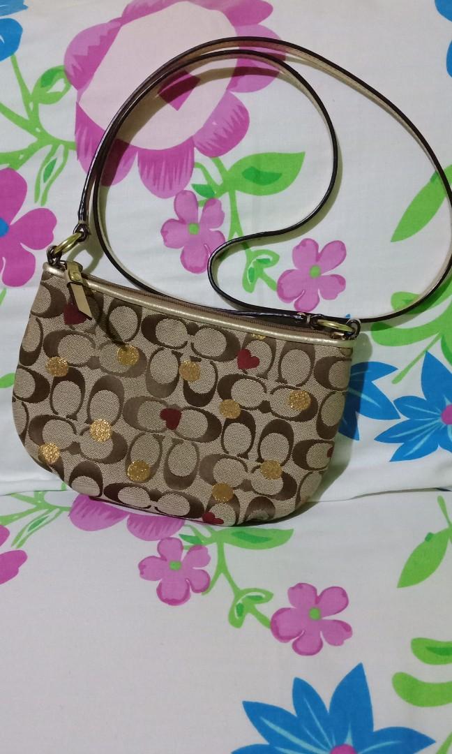 Coach Poppy Signature Gold Dot Heart Sling Bag Women s Fashion