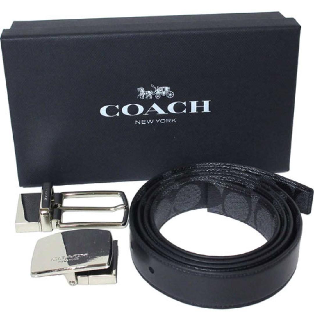Coach Outlet Boxed Horse and Carriage Plaque Belt Buckle - Grey