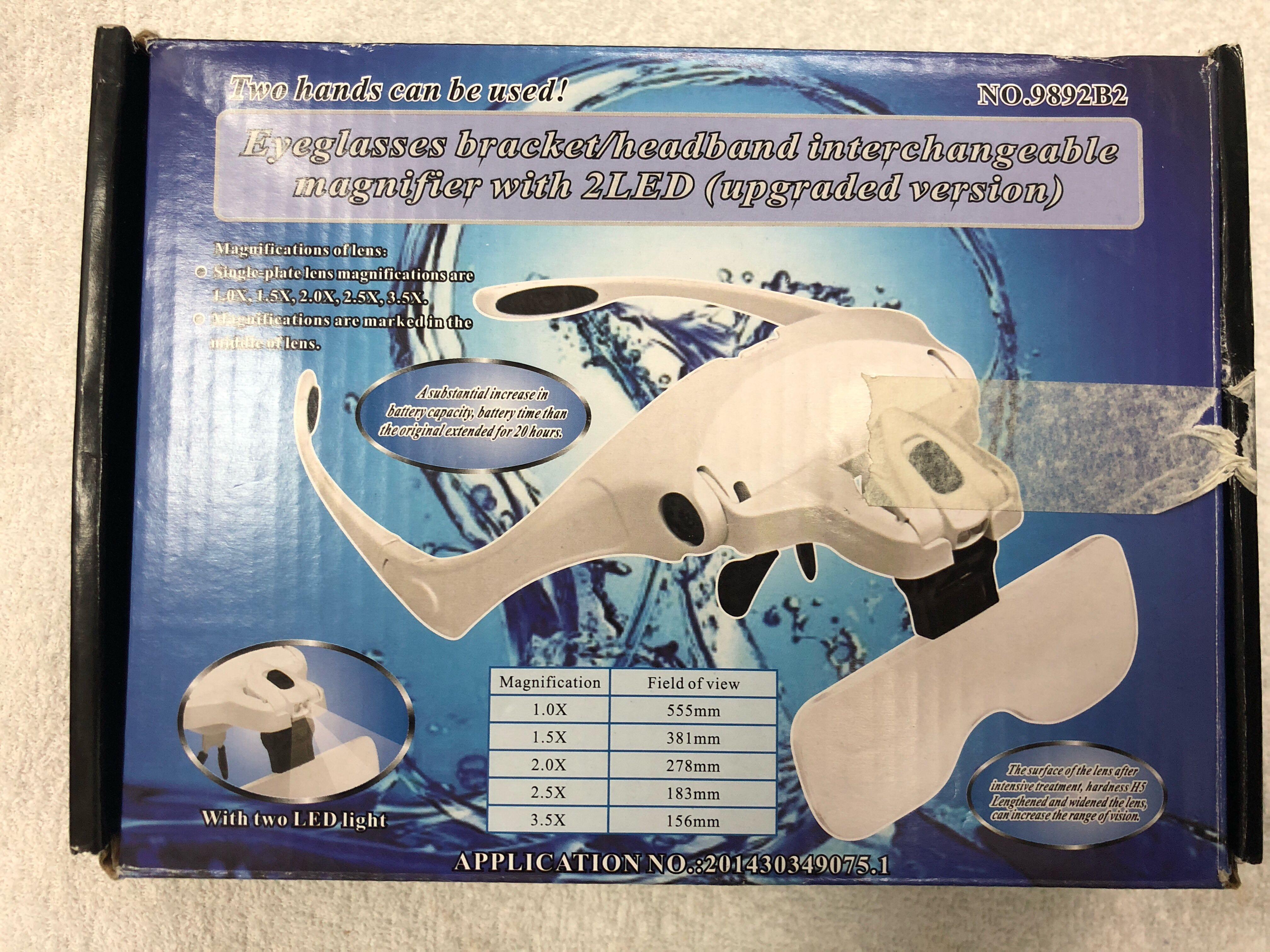 Eyeglasses bracket / headband interchangeable magnifier with 2 LED