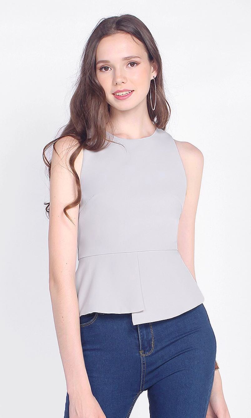 Grey peplum top Clearance