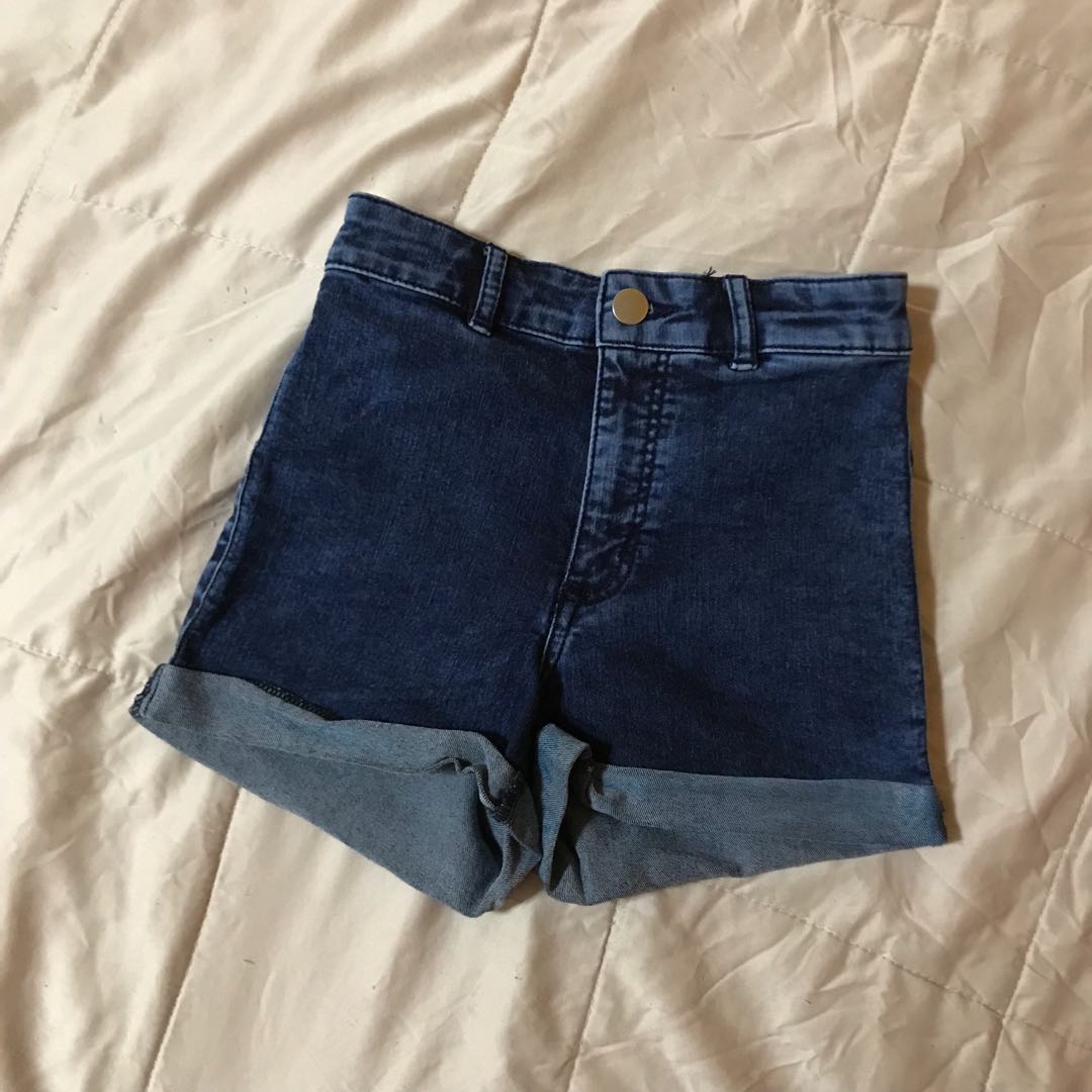 H\u0026M High Waisted Navy Blue Denim Shorts