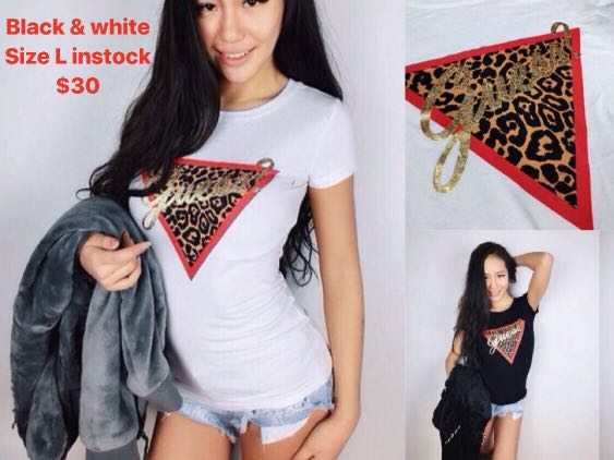 t shirt guess leopard