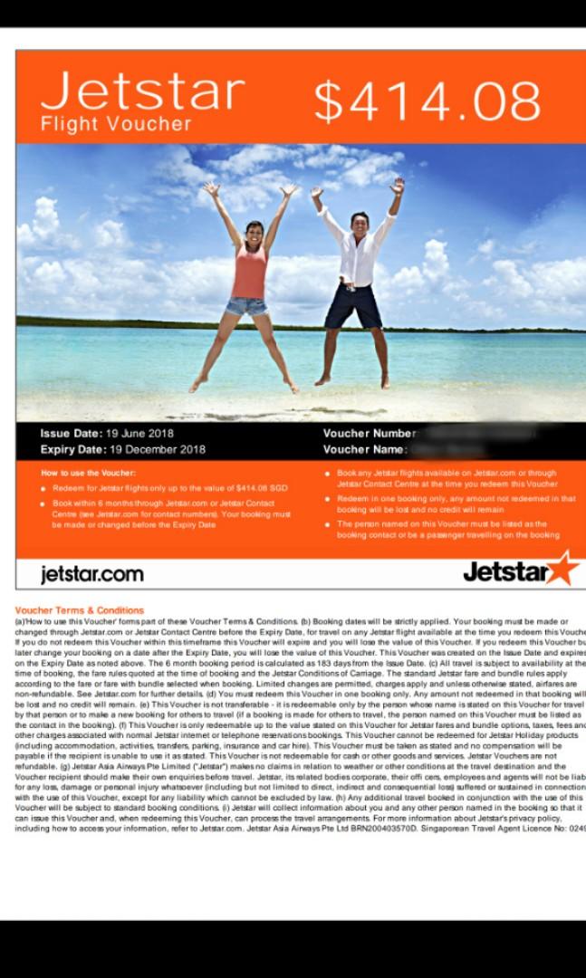 Jetstar Flight Voucher, Tickets & Vouchers, Vouchers on Carousell