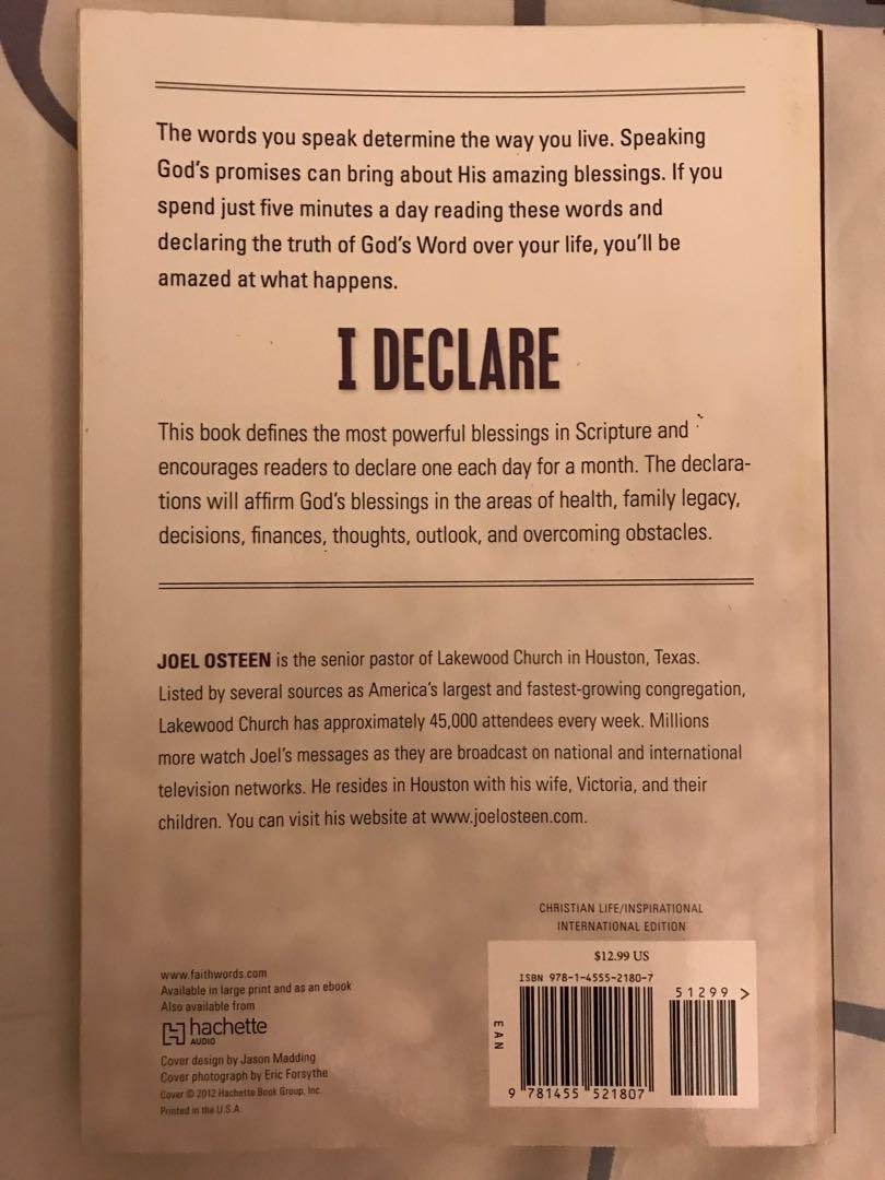 Joel Osteen I Declare 31 Promises To Speak Over Your Life Books