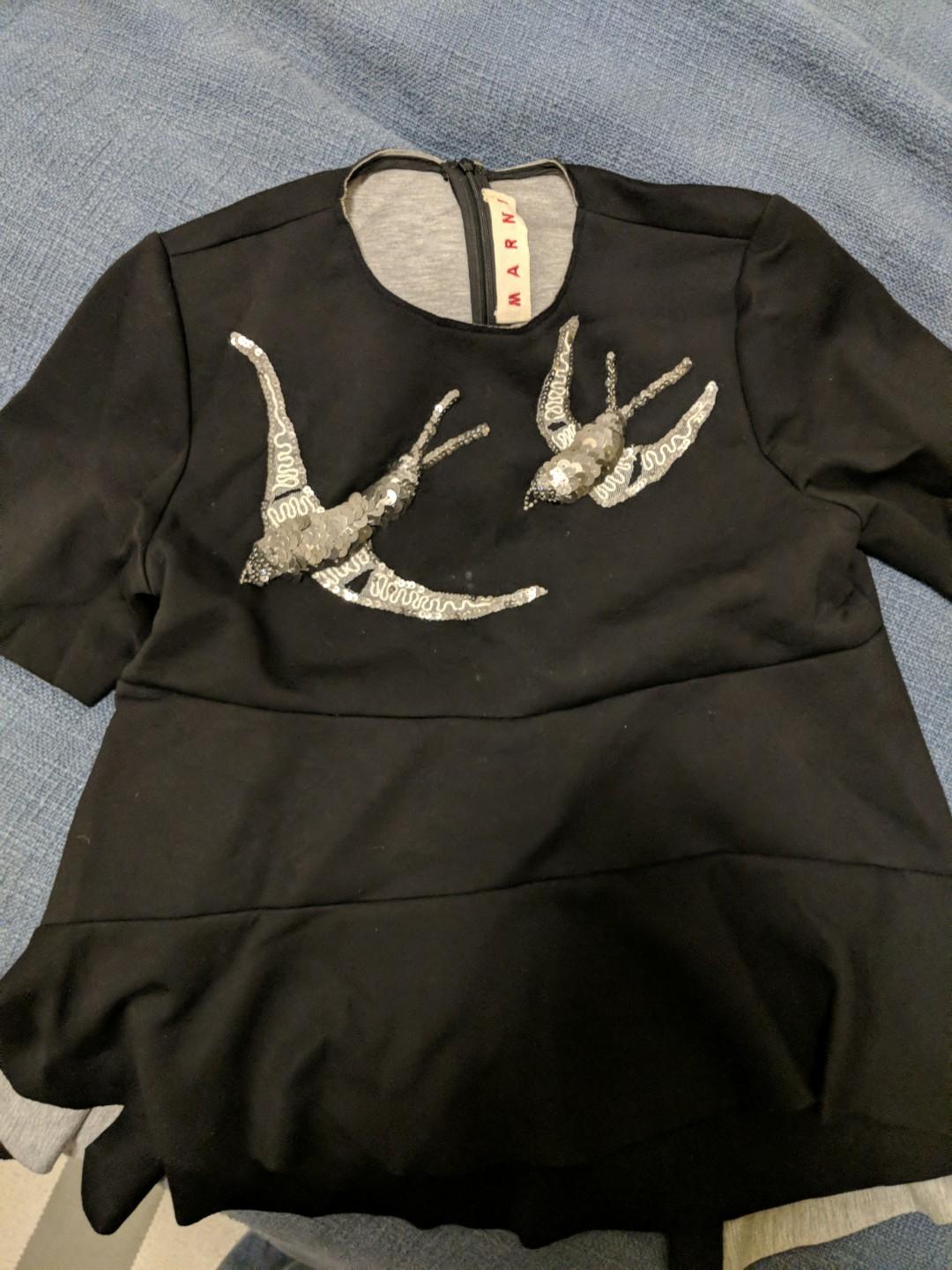 Marni Neoprene Bird Embroidery Top Size Small