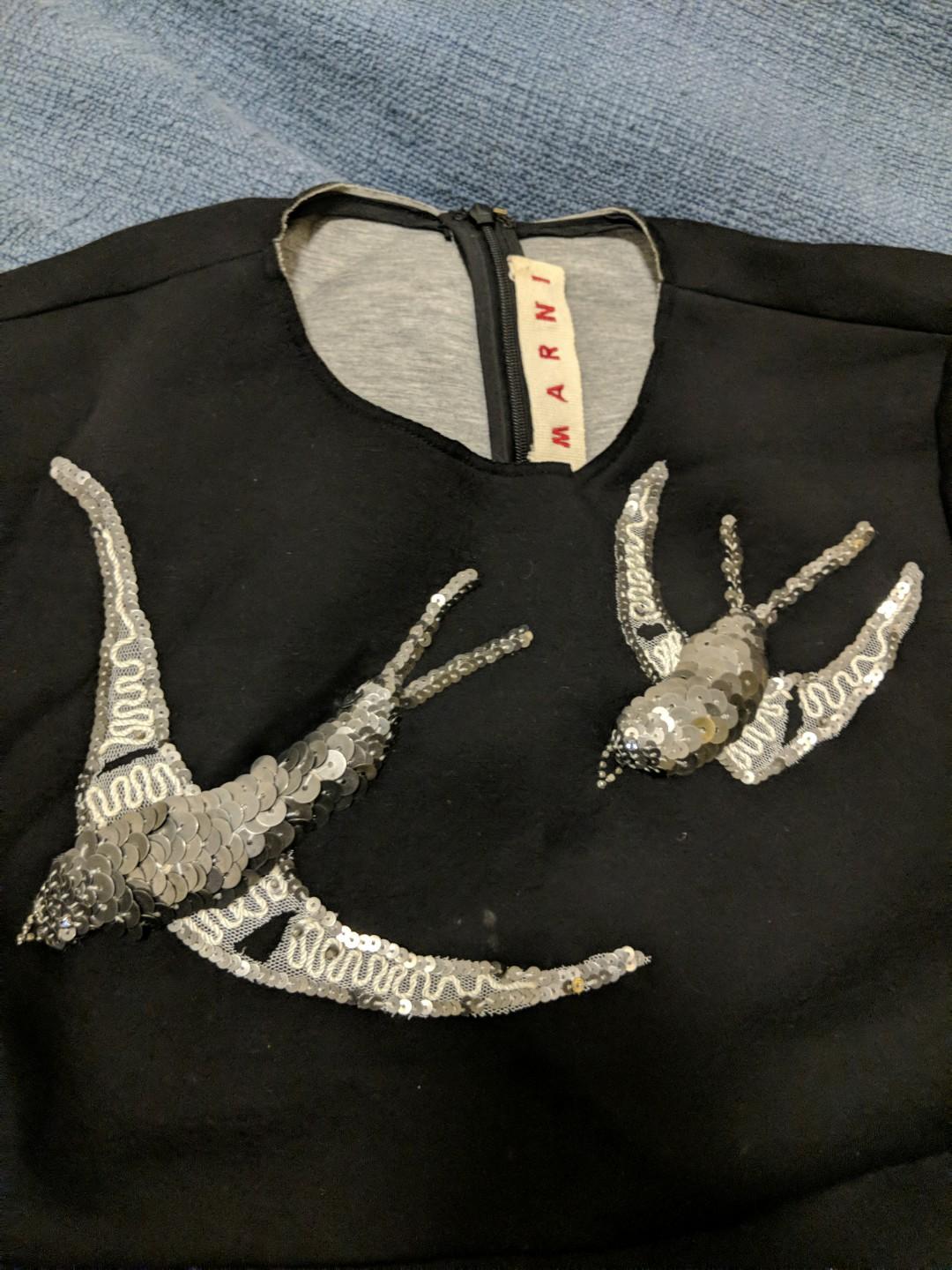 Marni Neoprene Bird Embroidery Top Size Small