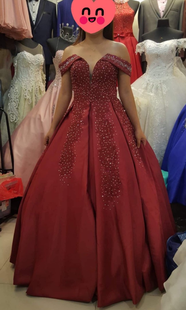 red maroon gown