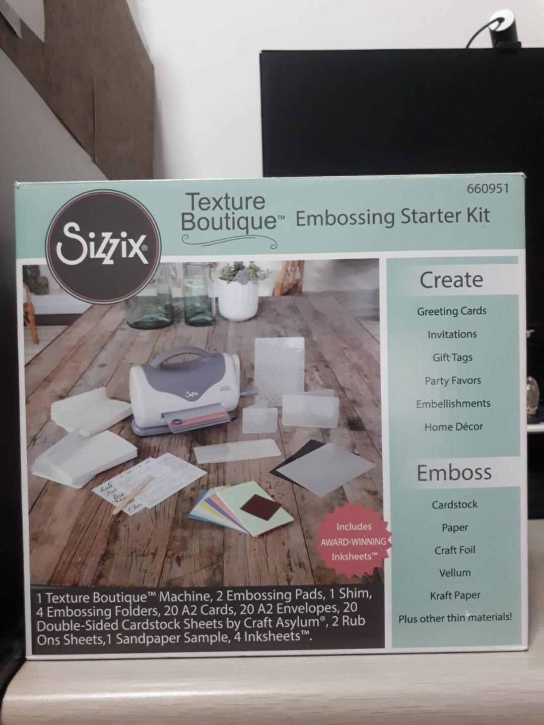 Sizzix Texture Boutique Embossing Starter Kit, Hobbies & Toys