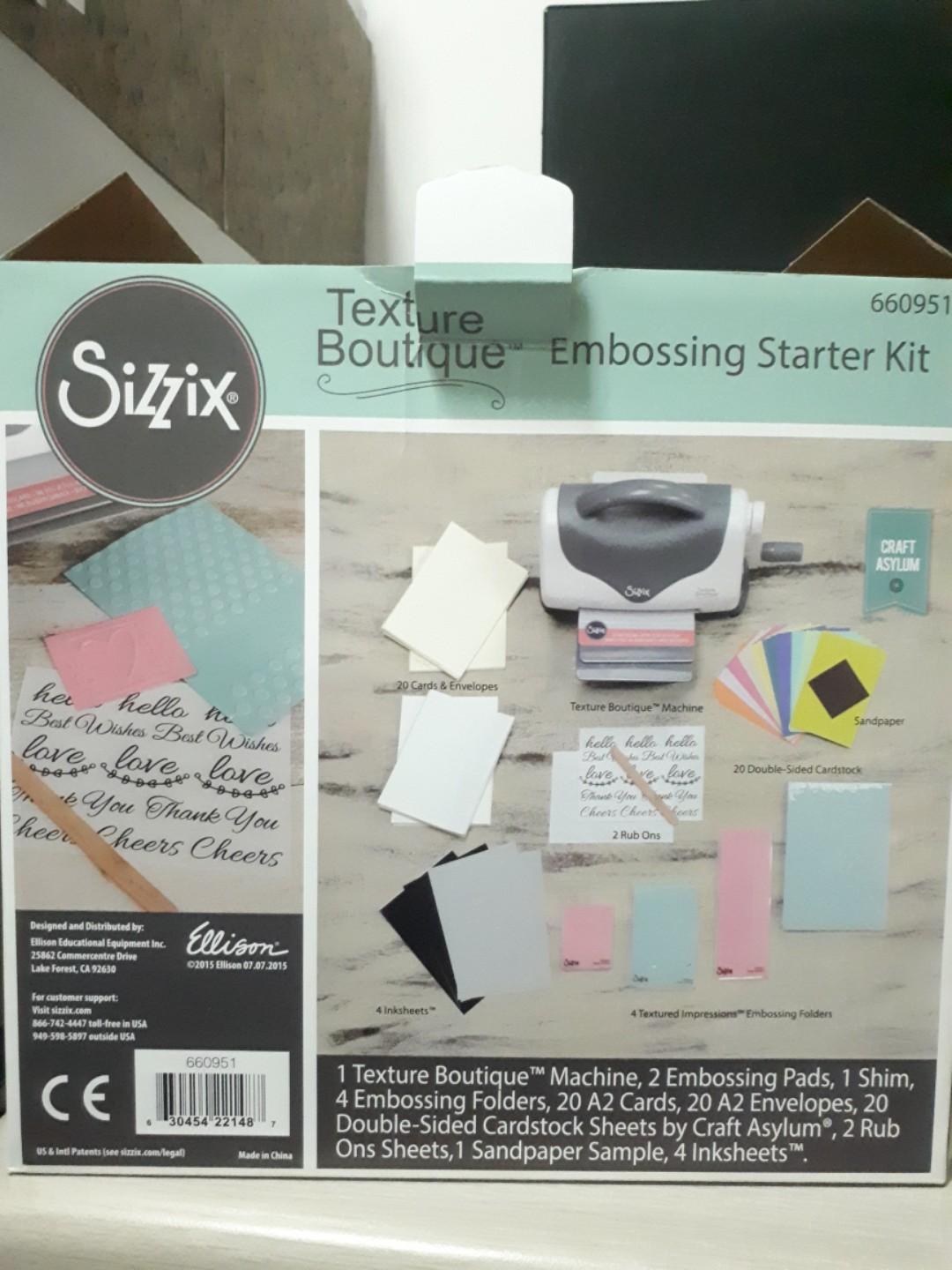 Sizzix Texture Boutique Embossing Starter Kit, Hobbies & Toys