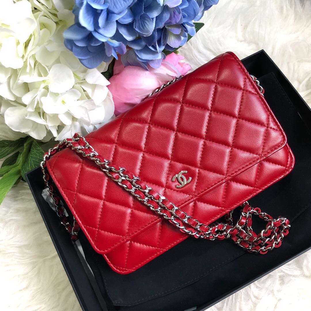 SOLD Good Deal Chanel Classic WOC in Red Lambskin SHW