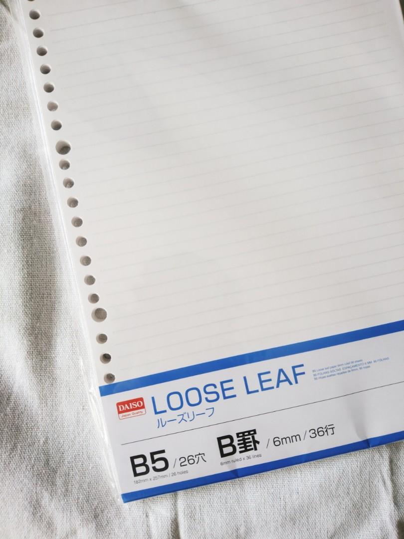 Bnip Daiso B5 Looseleaf Lined Paper Books Stationery