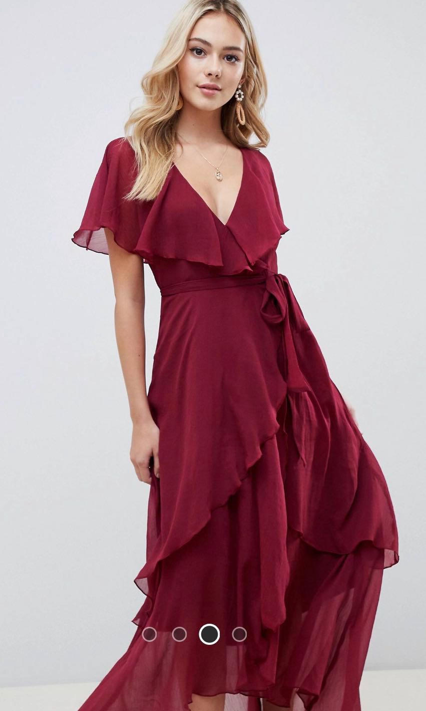 Cape back dipped shop hem maxi dress