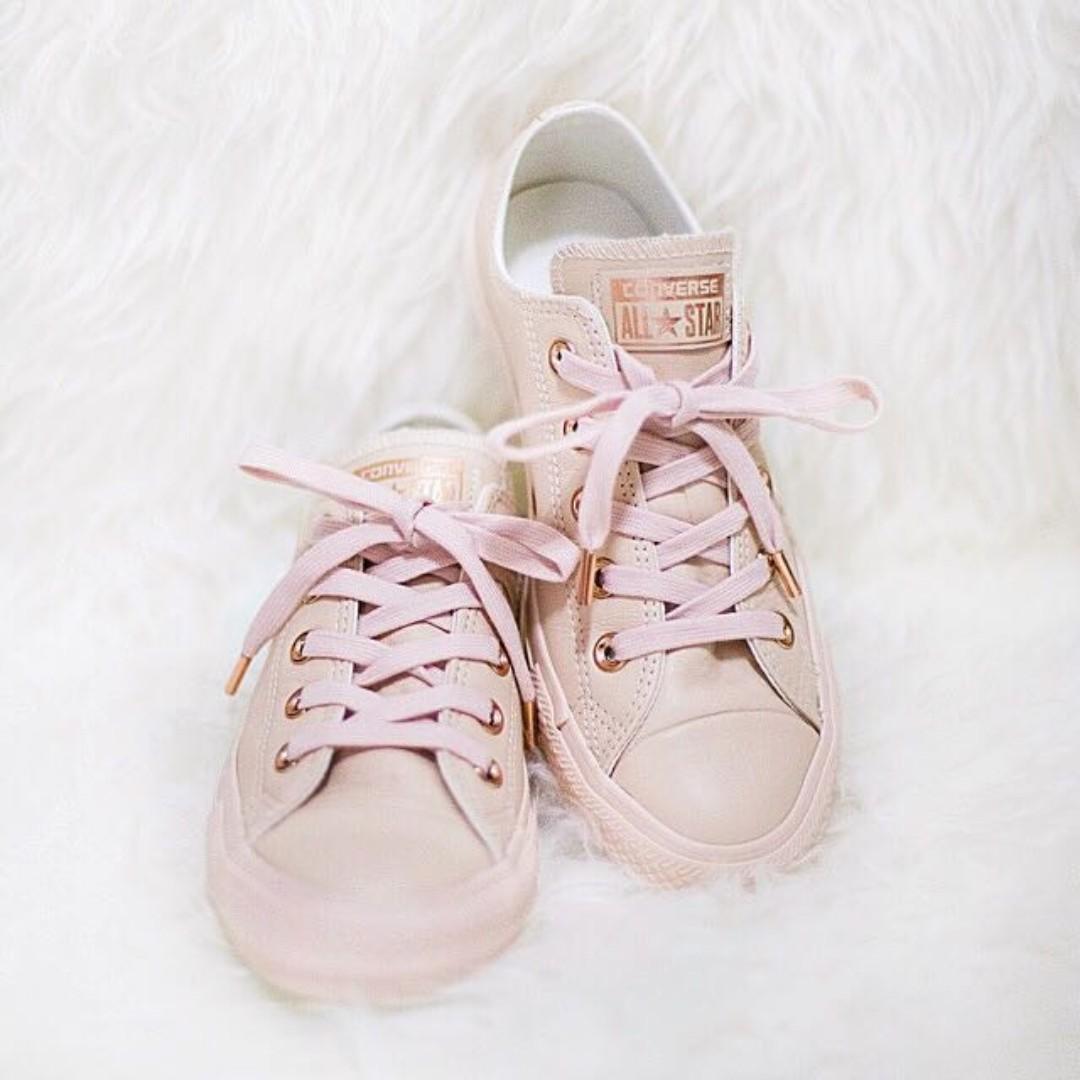 converse all star low leather pastel rose tan rose gold