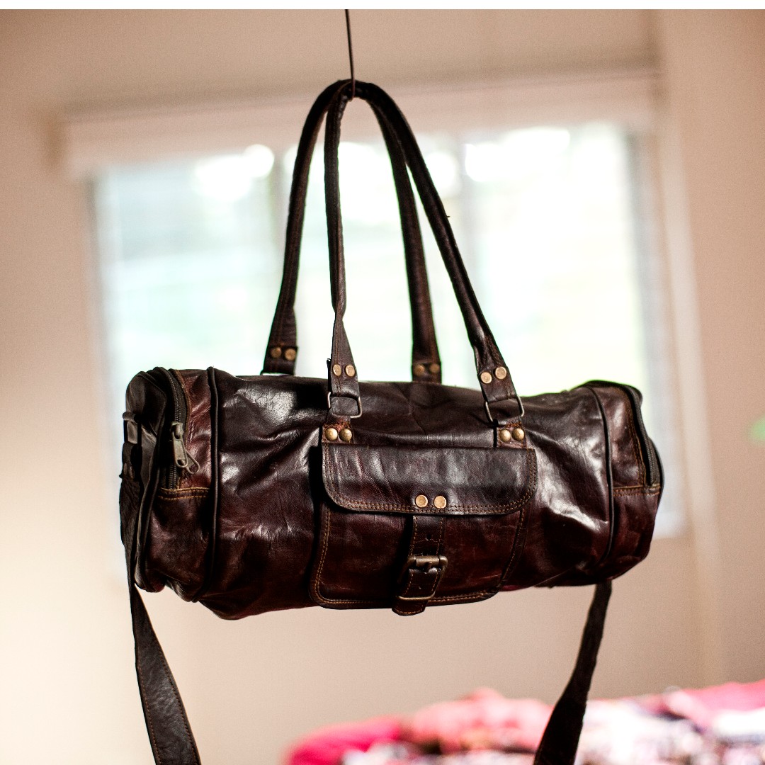 genuine leather duffle bag