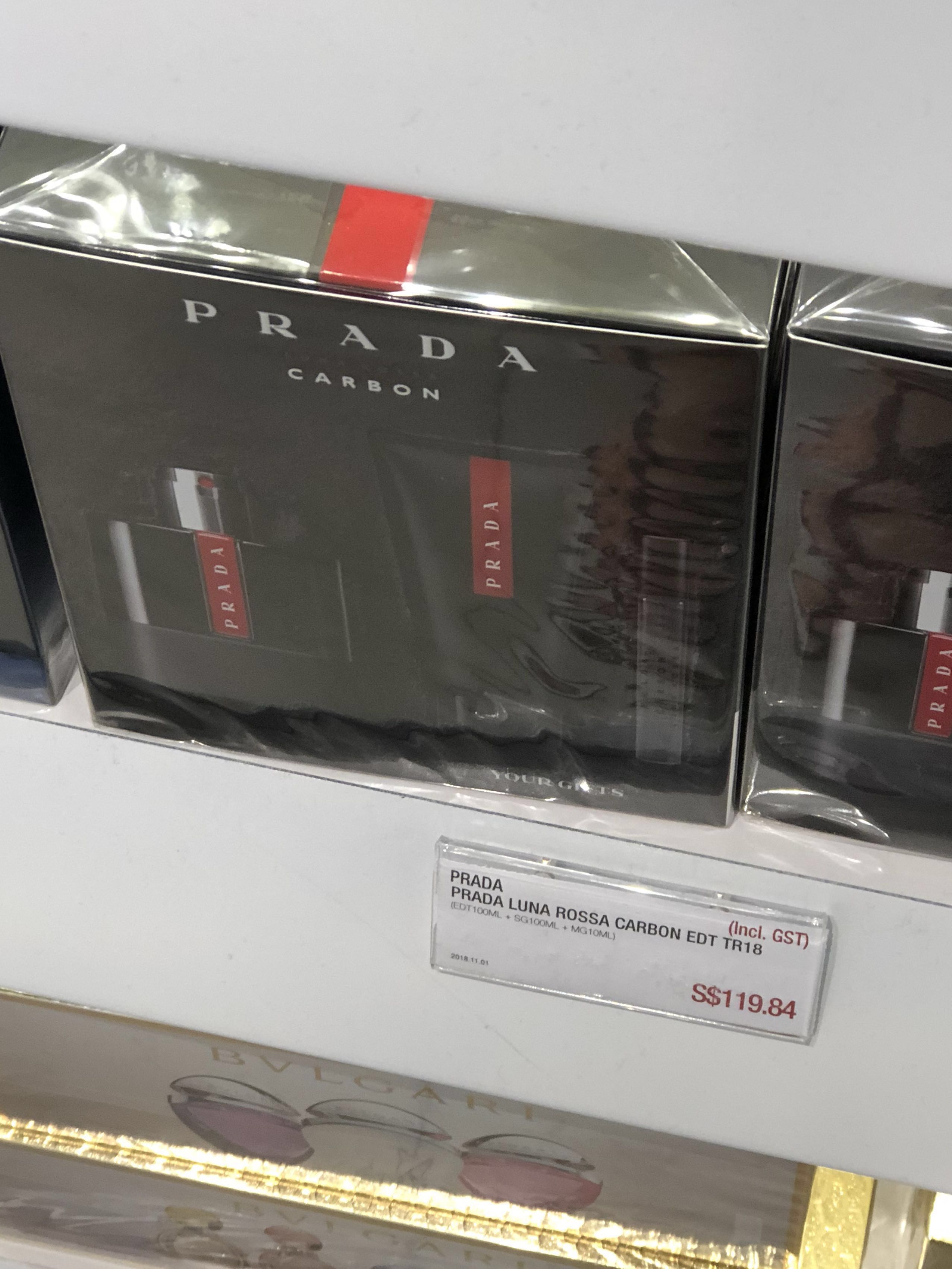 Gift Set] Prada Luna Rossa Carbon EDT (Purchased from Changi Airport),  Beauty & Personal Care, Fragrance & Deodorants on Carousell