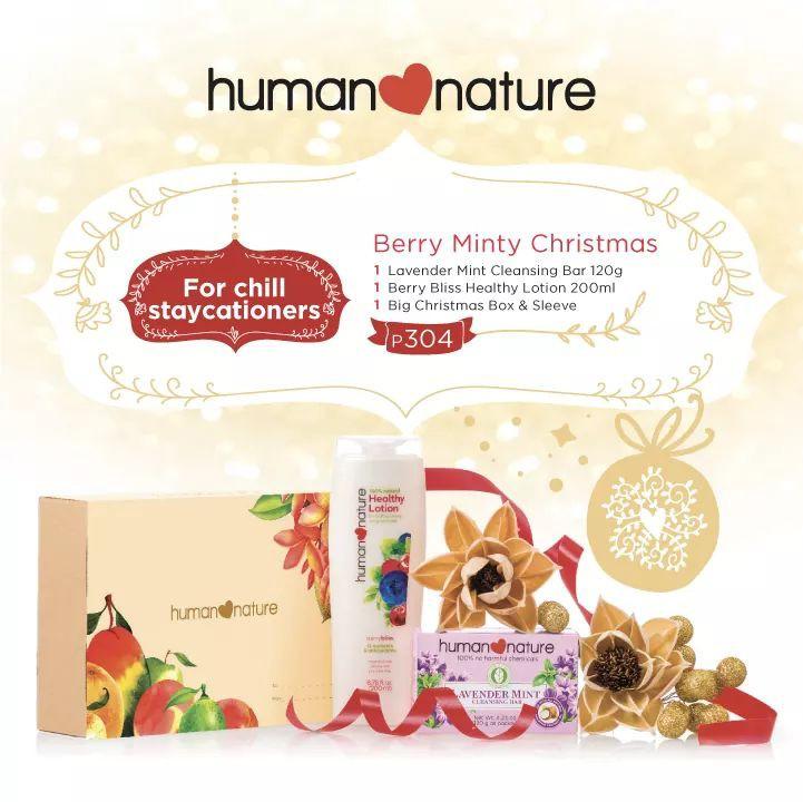 Human Nature Berry Minty Christmas Gift Set (Category: Bath) located in Quezon City. Submitted by sunnyseven7 (Listing ID 202270493, Image 1). Description: - Lavender Mint Scented Cleansing Bar 120g - Berry Bliss Healthy Lotion 200ml Big Christmas Box & Sleeve Get this for only 295 #carousunnies.