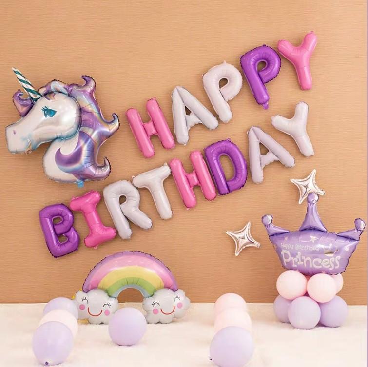 In Stock Purple Pink Unicorn Rainbow Princess Theme Happy