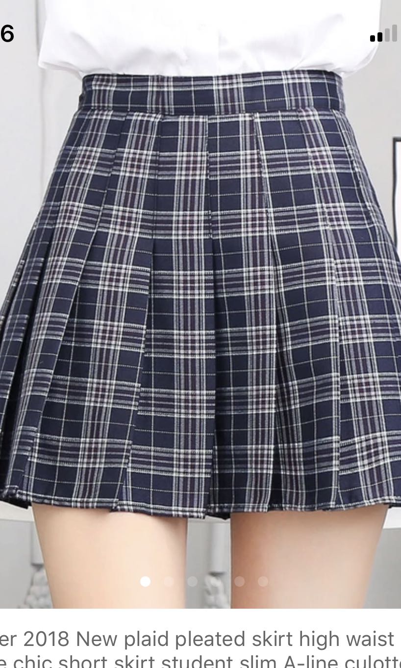 Checkered skirt pleated clearance