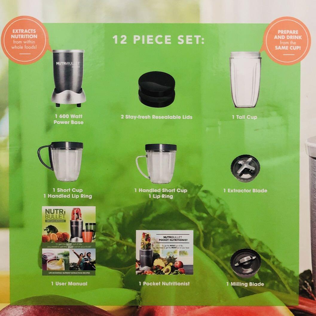 NutriBullet 600 series 12 piece set, TV & Home Appliances, Kitchen