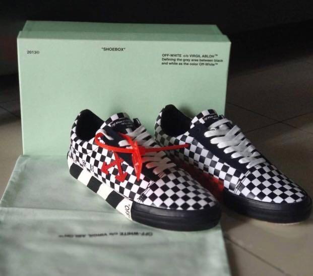off white checkered low top sneakers