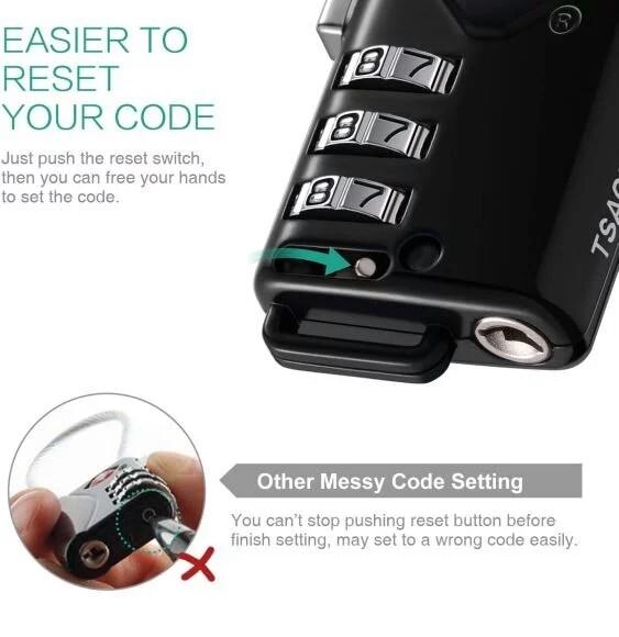 ORIA Luggage Lock, Cable Travel Lock, TSA Approved Cable Luggage Locks