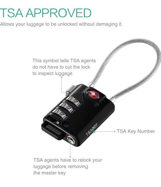 ORIA Luggage Lock, Cable Travel Lock, TSA Approved Cable Luggage Locks