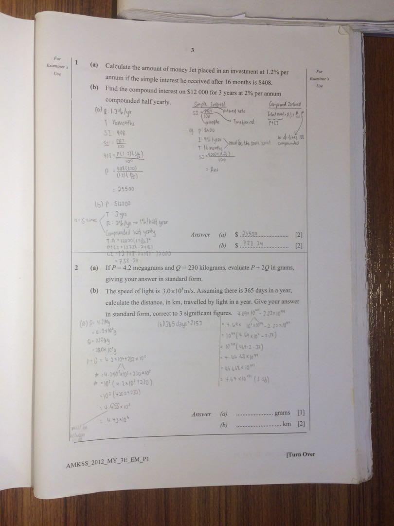 RMSS Secondary 3 EMATH Mid Year and End of Year Revision Booklets, Hobbies \u0026 Toys, Books ...