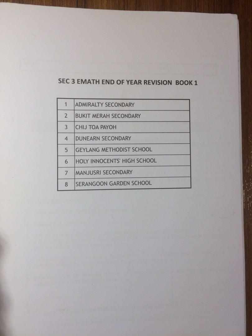RMSS Secondary 3 EMATH Mid Year and End of Year Revision Booklets, Hobbies \u0026 Toys, Books ...