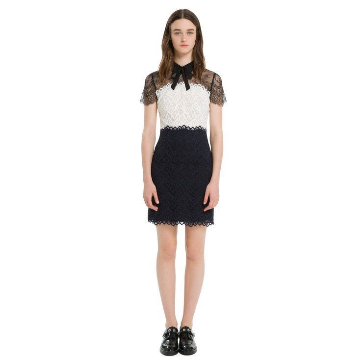 sandro two tone lace dress