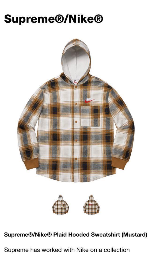 Supreme x nike plaid hooded sweatshirt hotsell