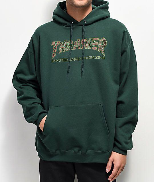 Dark green thrasher hoodie store