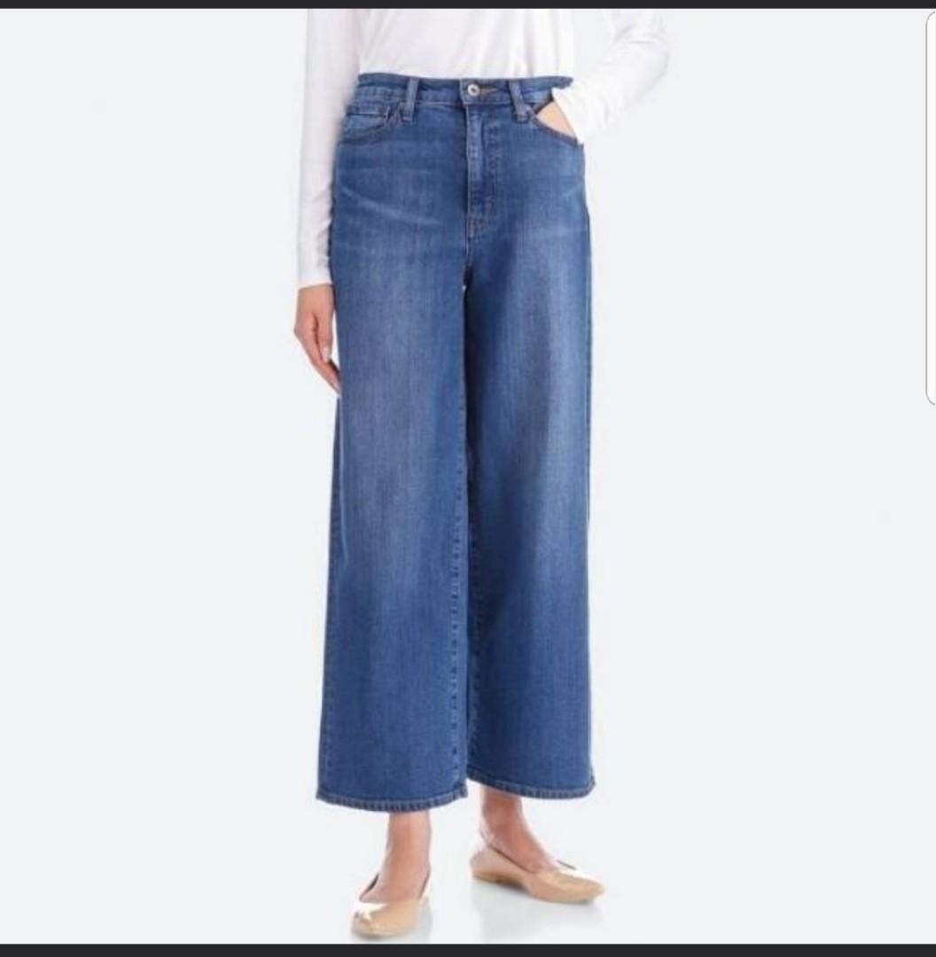 uniqlo high rise wide jeans