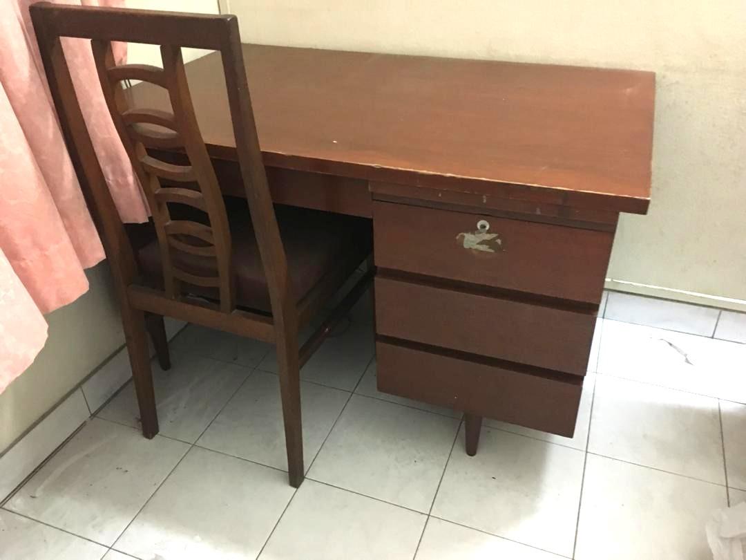 Wooden reading best sale table and chair