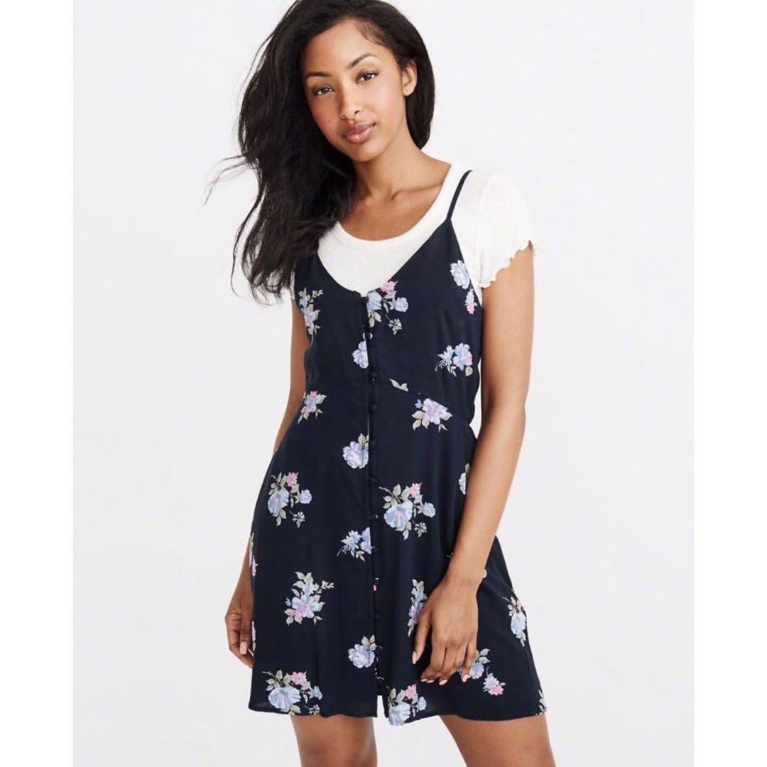 Abercrombie Fitch Floral Strappy Cami Dress Button anf a f Women s Fashion Tops Sleeveless on Carousell
