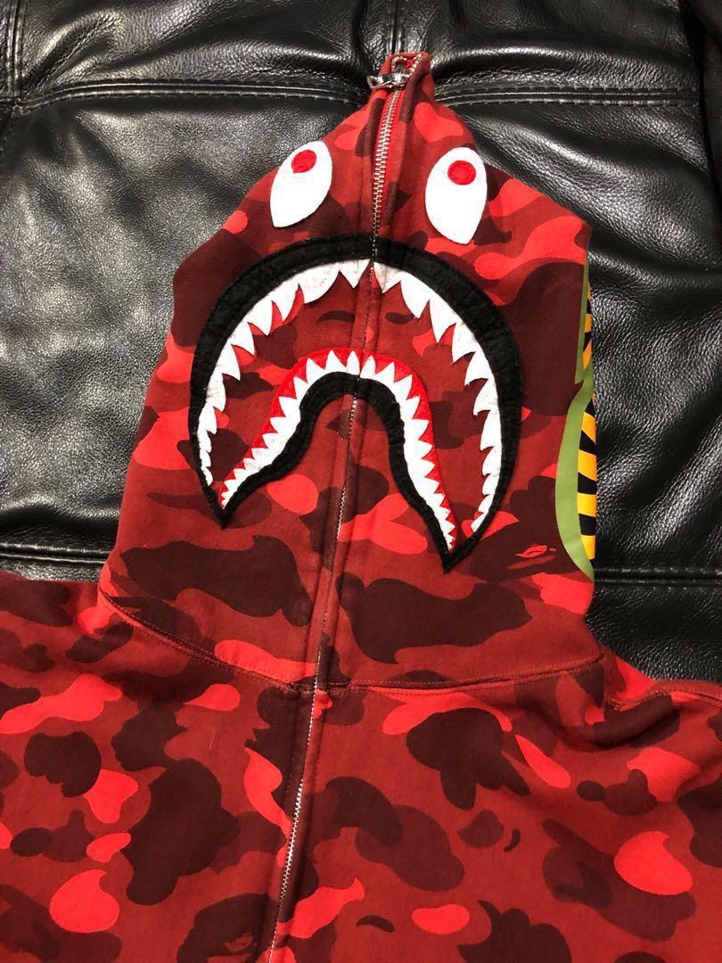 Red camo bape hoodie outlet