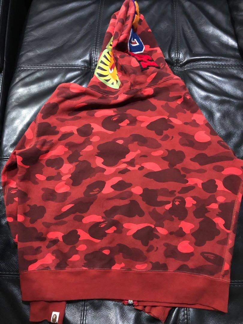 Bape Red Camo Shark Hoodie
