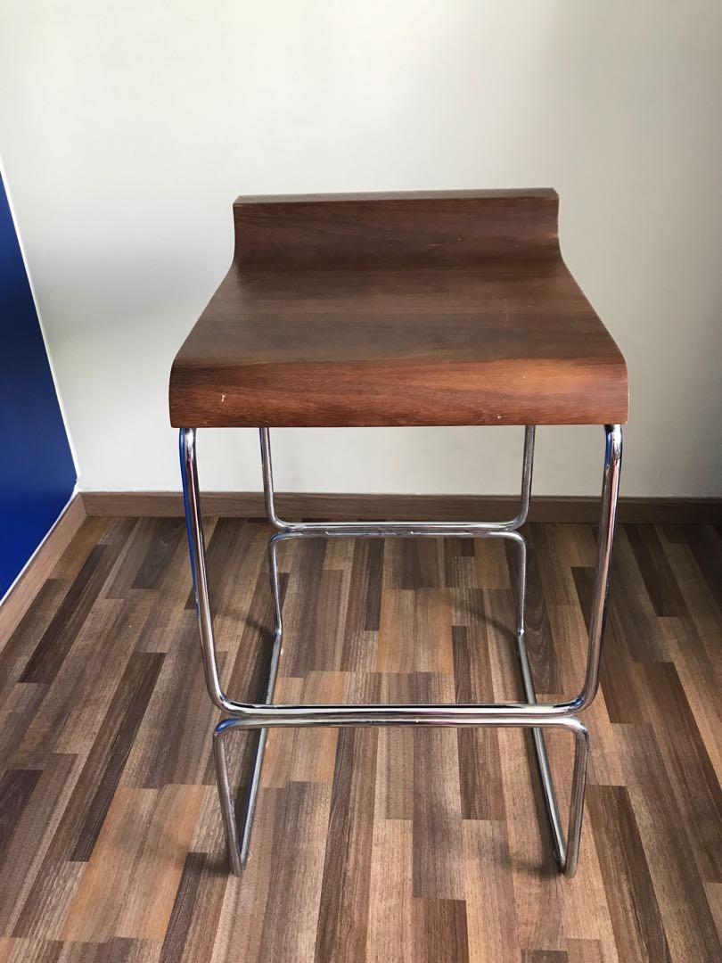 Bar Chairs Solid Wooden Top With Stainless Steel Legs Furniture
