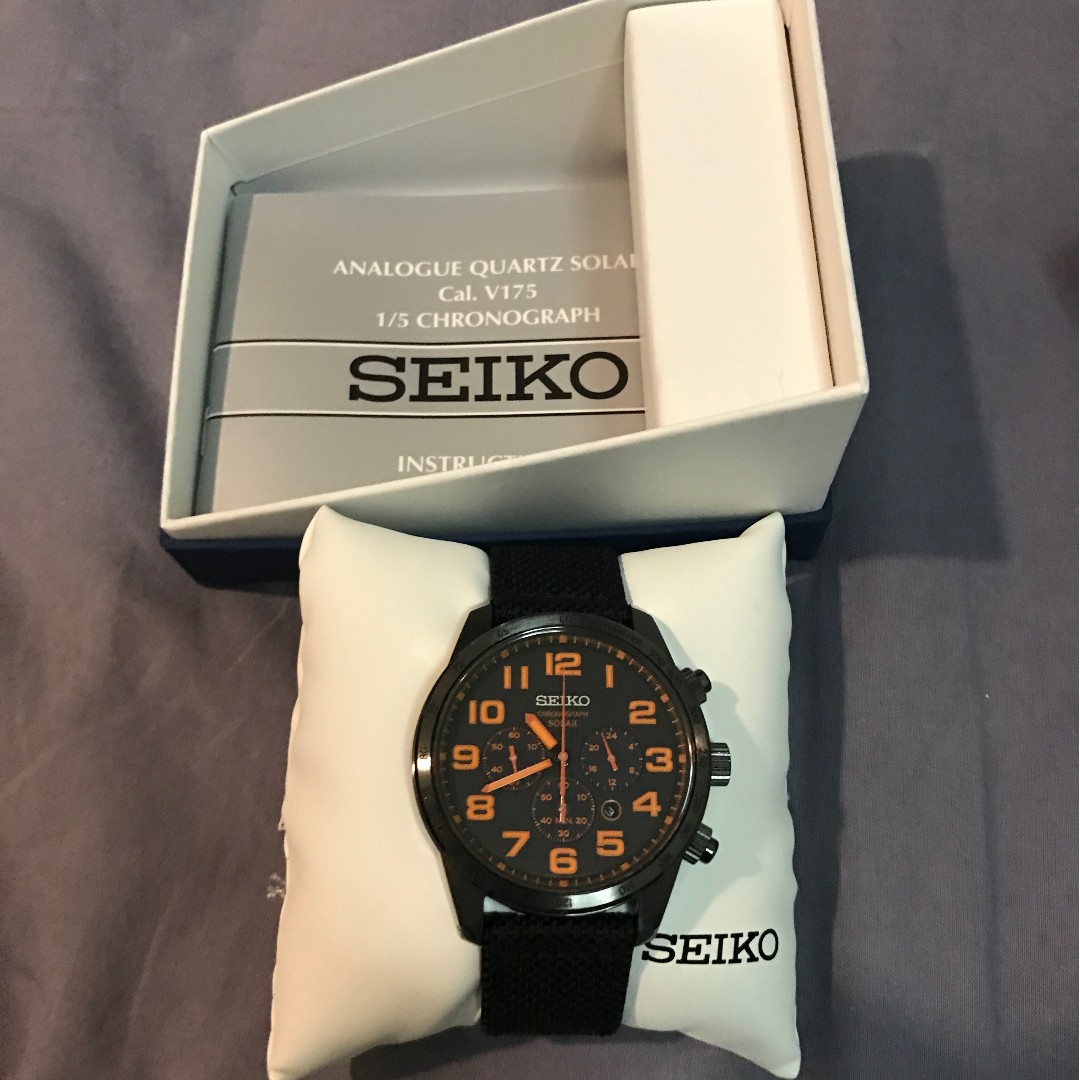 Brand new Seiko Men's Black Ion Finish Watch SSC233(see price comparison),  Mobile Phones & Gadgets, Wearables & Smart Watches on Carousell