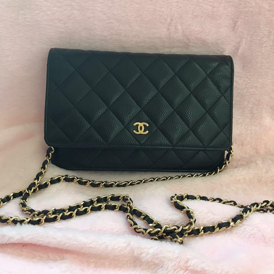 Chanel WOC wallet on chain black caviar ghw