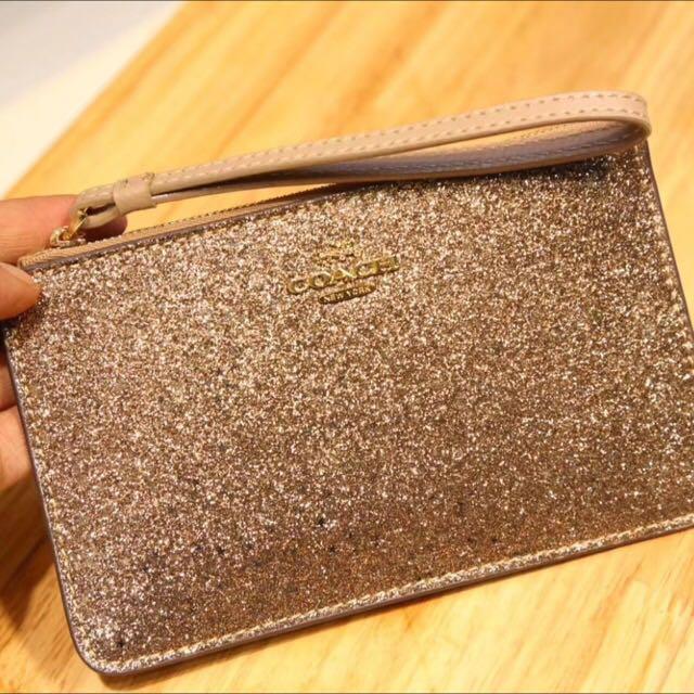 Coach gold glitter wristlet 2025